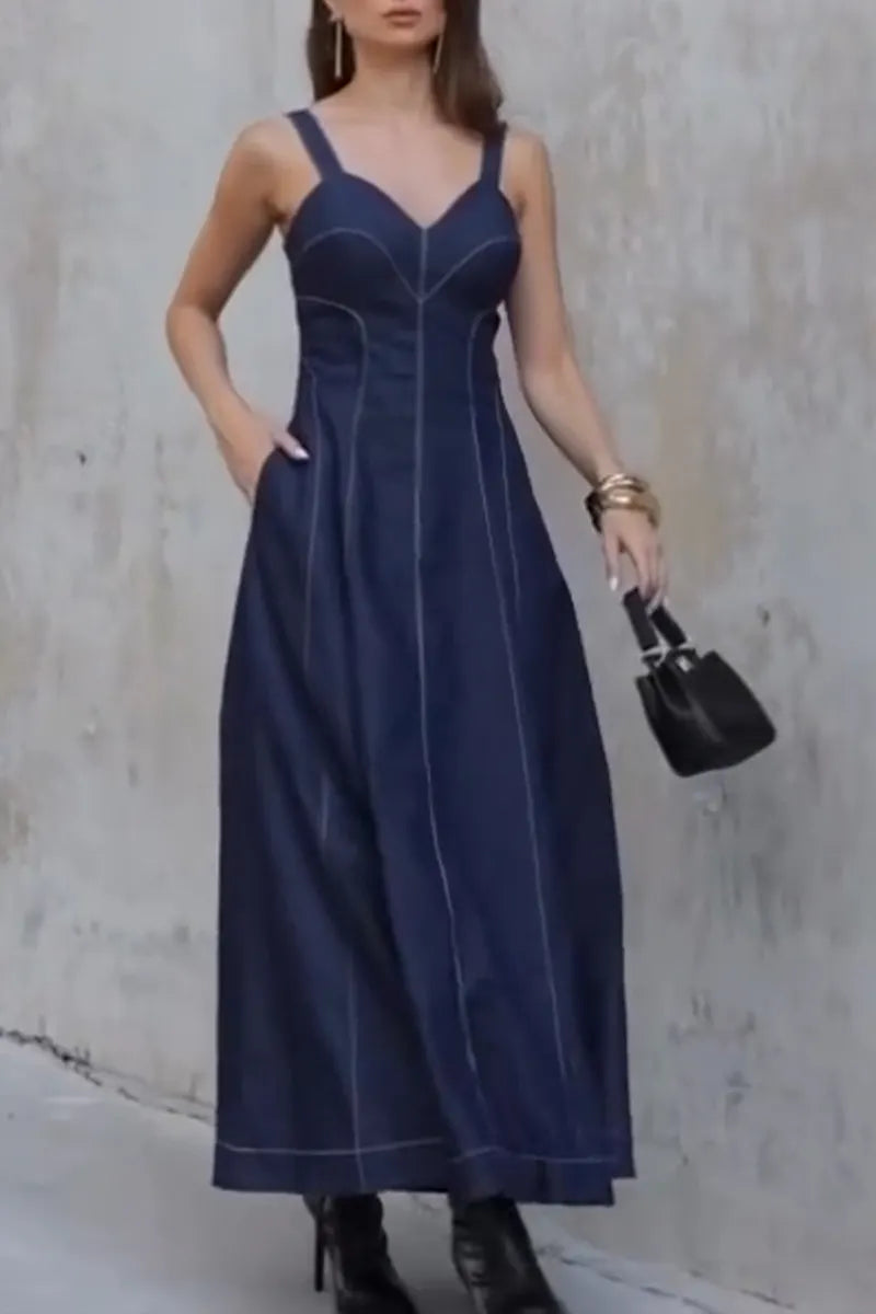 Women's Elegant Tailored Cami Denim Dress