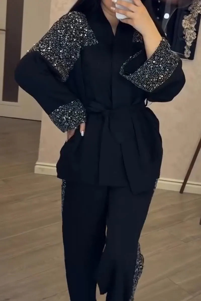 Women's Patchwork Sequined Jacket or Casual Pants