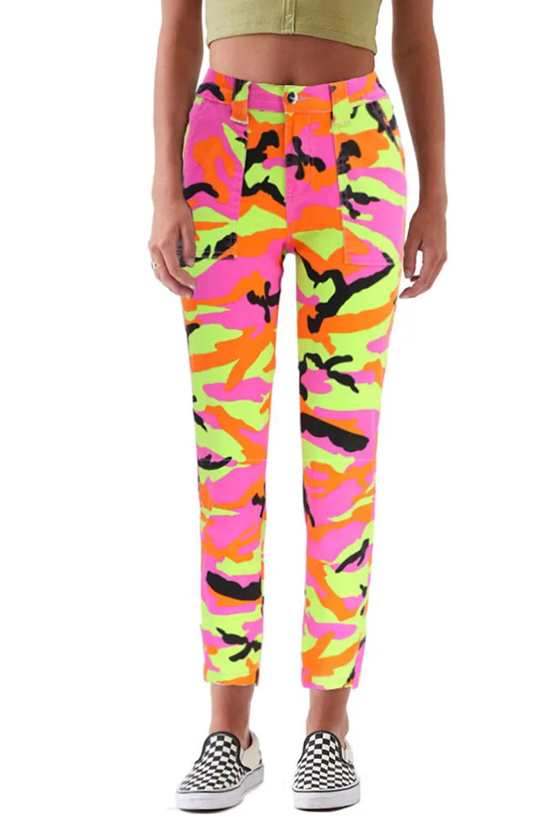 Fashionable Camouflage Versatile Elastic High Waisted Jeans