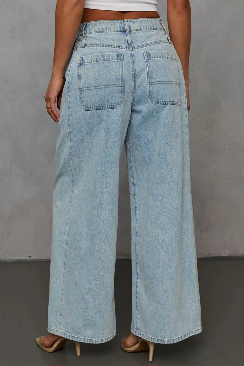 Women's Casual Loose Denim Jacket + Wide-Leg Jeans