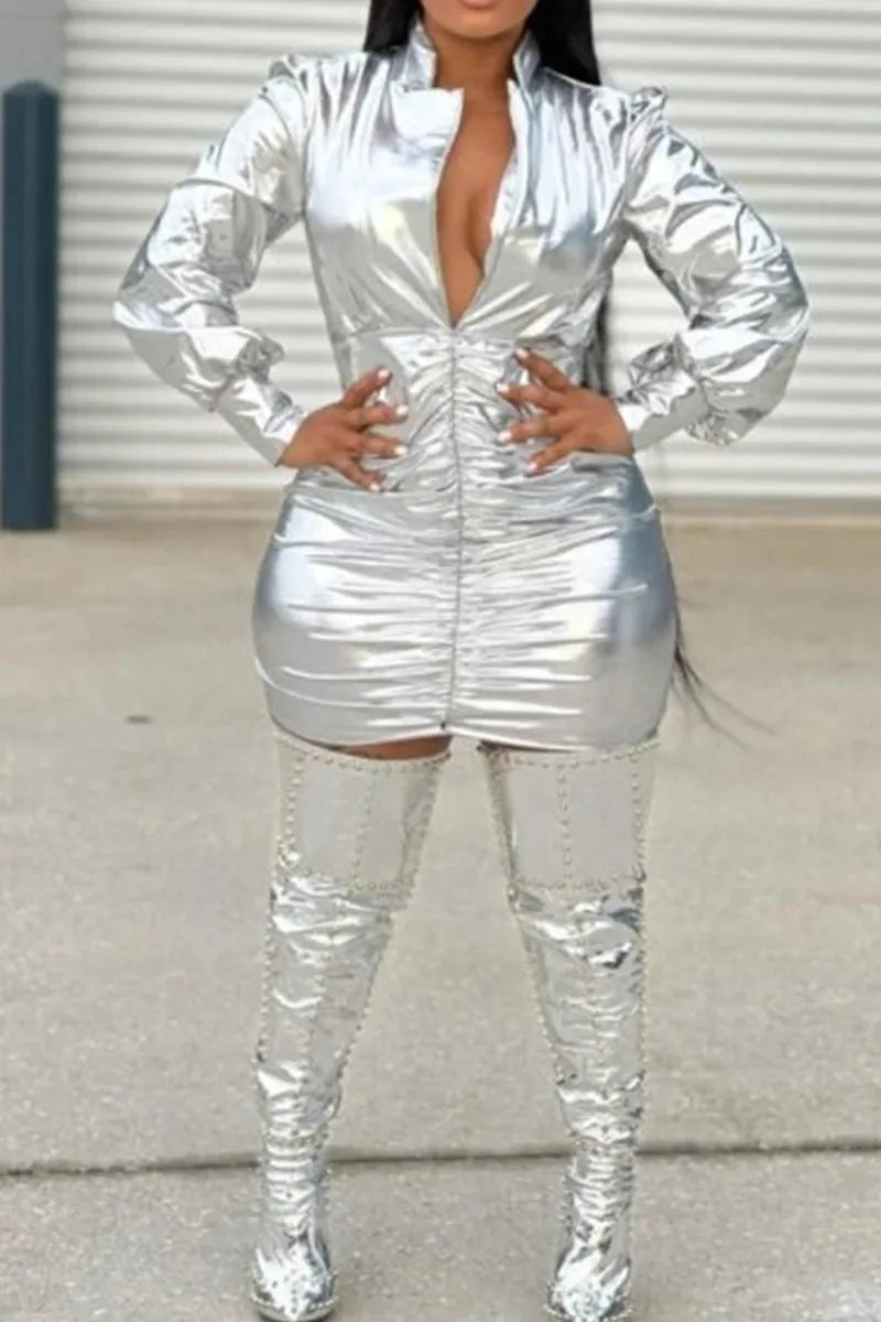 Women's Silver Party Mini Dress