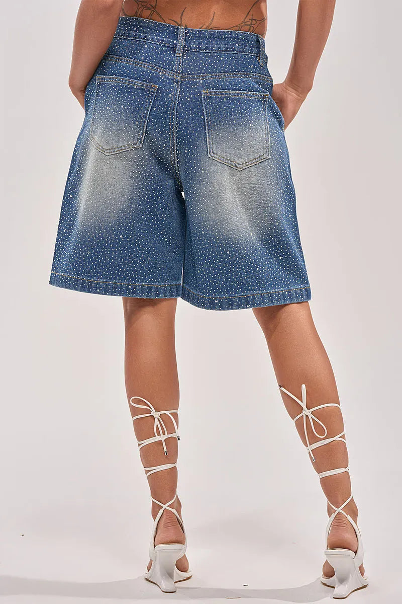 Women's Full Rhinestone Pearl Embellished Jeans