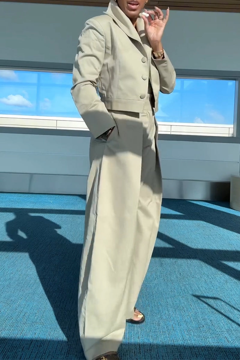 Women's Collar Jacket+ Pants Casual Suit with Temperament