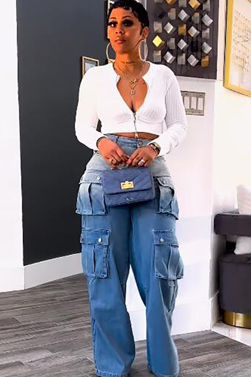 Women's High Waist Tie-Dye Wide Leg Jeans