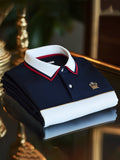 Men's Business Casual Logo Button Short Sleeve Polo Shirt