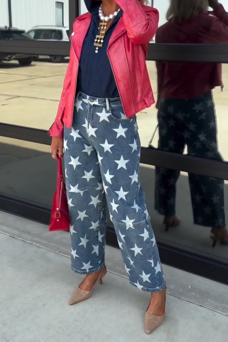 Women's Star Printed Casual Jeans